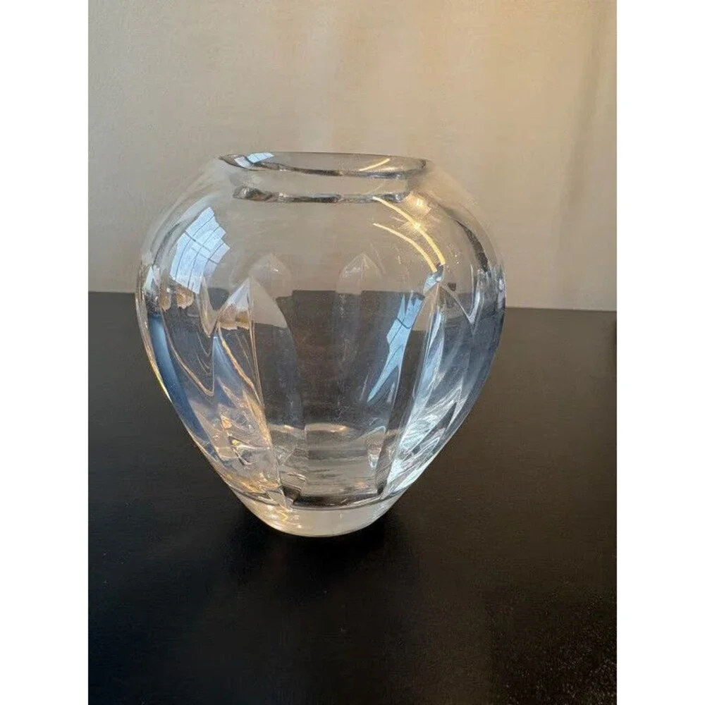 Louis Comfort Tiffany Crystal Vase Faceted Panel Cut Signed Tiffany and Co